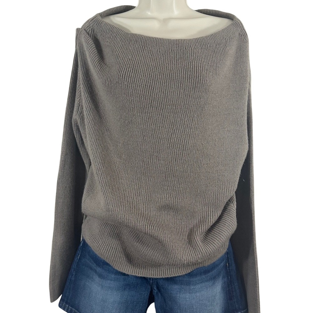 ASTR The Label Womens Taupe Ribbed Boatneck Wool Blend‎ Sweater Large AT18659